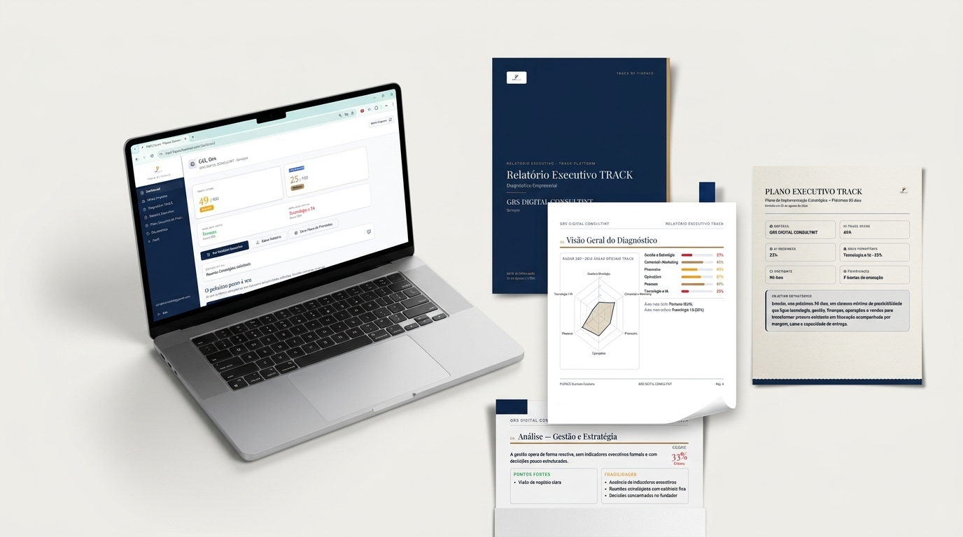 Entregas do Diagnóstico TRACK: Dashboard Executivo, Relatório Executivo TRACK e Plano Executivo de Prioridades